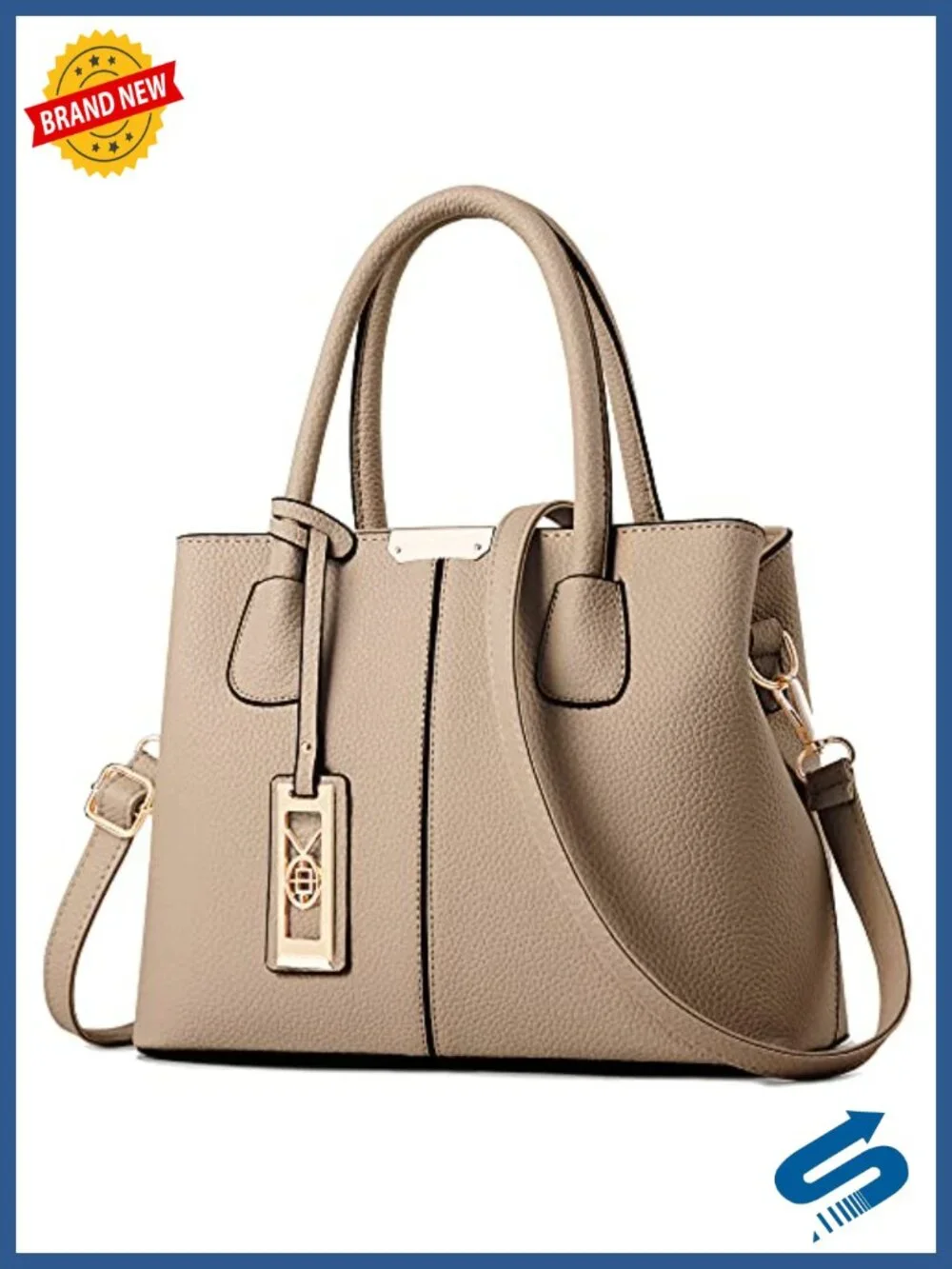 Leather Crossbody Bag Tote Shoulder Satchel with Gold Tone Hardware
